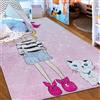 Mazovia Tappeto Salotto - Tapeto Stampato Pelo Corto - Morbido Tappeto Camera da Letto - Antiscivolo Tapeto EMMA - Tappeto Bambini Motivo - Rosa Pink 140x200cm