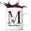 Planetee Tazza Maria Vittoria con lettera fiorita per un'idea regalo originale. Tazza de 325 ml ideale per caffè e tè