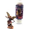 CRIGEMA - Kit Devozionale San Michele Arcangelo - Statua in Resina di 7 cm e Candela di Preghiera Novena 18x7 cm 216 Ore di Combustione 100% Vegetale