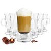 Sendez Irish Coffee Bicchieri da caffè 250 ml con base e manico - Vetro pressato trasparente, resistenti bicchieri per caffè irlandese, cappuccino, tè e cioccolata calda, lavabili in lavastoviglie