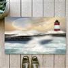 OHJEAJDS Tappeto Bagno - Tappeto multiuso antiscivolo per ingresso,cucina,camera,bagno,Soffice Tappeto Doccia,Faro, mare in tempesta dipinto a olio che schizza la luna e il,60x100cm