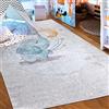 Mazovia Tappeto Salotto - Tapeto Stampato Pelo Corto - Morbido Tappeto Camera da Letto - Antiscivolo Tapeto EMMA - Tappeto Bambini Motivo Elefante - Beige Crema Blu 80x150cm