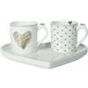 Brandani 51660 TETE A TETE AMORE MIO CUORI NEW BONE CHINA, 17,5x15,5x6h