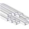 AFTERTECH 8x 3metri (24M) 1708B 17x8mm PROFILO ALLUMINIO BIANCO PER STRISCE STRIP LED BARRA RIGIDA 3MT + COPERTURA (8x 3metri 1708bianco clear)