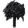 F Fityle artificiali, foglie nere, bouquet di fiori gotici da sposa per la decorazione di Halloween e in giardino, Nero