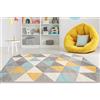 Carpeto Rugs Tappeto Bambini Morbido - Tappeto Pelo Corto Moderno Geometrico - Tappeto Cameretta - Tappeti Camera da Letto Grandi Dimensioni - Turchese Giallo Grigio - 140 x 190 cm