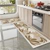 Aoojlo 2 Pezzi Tappetini da Cucina, Tappeto Cucina Antiscivolo Lavabile, Tappeti da Cucina, Tappetino Tappeti Passatoia Cucina Corridoio Soggiorno Lavanderia Bagno Zerbino 50x80cm+50x180cm, Impressions