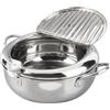 Dpofirs Mini Pentola per Friggitrice, Padella per Tempura in Stile Giapponese con Termometro, Pentola per Friggere in Acciaio Inossidabile con Manico a Tocco Freddo Compatibile con (Misura grande 24 cm)