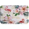 A.Monamour Tappetino per Il Bagno Antiscivolo Assorbente Morbido Esotica Estate Tropicale Foglie E Fiori Fenicottero Rosa Sfondo Bianco Acquerello Arte Stampa Tappeto Tappetini Doccia Cucina 40x120cm