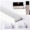 AFTERTECH 1x 3metri 1506B 15x6mm PROFILO ALLUMINIO BIANCO PER STRISCE STRIP LED BARRA RIGIDA 3MT + COPERTURA (1x 3metri 1506bianco fog)