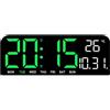 Feegow Orologio da parete digitale colorato, grande sveglia digitale con temperatura, data, timer, luce notturna, sveglia, conto alla rovescia, allarme a LED grande schermo (verde)