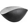 Onlylux Coppa Burano in Vetro Centrifugato Decorato a Mano - Centrotavola Decorativo 28 x 9,5 cm - Coppa in Vetro Artigianale per Arredo Casa - Nero Mat Argento