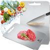 ZYBIDEAL Tagliere in puro titanio, taglieri in acciaio inox per cucina, doppio lato per uso alimentare, per carne, verdura e frutta (23 x 33 cm)