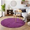 SIMPEX Tappeto pelo lungo, Unicolor - Monocroma, Tappeto Viola, 80 cm Rotondo, Tappeti in stile moderno, soggiorno