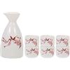 BESTonZON Ceramica Giapponese Sake Set: 1 Porzione Caraffa 6 Tazze Peach Blossom Modello per Sake Caldo O Freddo