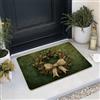 Generic Zerbino con ghirlanda di Natale, verde con bacche rosse e fiocco marrone, decorazione rustica per la casa per ingresso esterno e interno, antiscivolo, impermeabile, facile da pulire, 73 x 43 cm