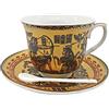 Generic Set di tazze da caffè espresso e piattini in ceramica egiziana dorata, tazza da 100 ml, set di tazze da tè in porcellana, regalo per compleanno, famiglia e amici (nero e oro)