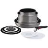 Tefal Ingenio Cassis Grey Tefal - Set di pentole 9 pezzi, per tutti i piani cottura, tranne induzione, L1619192