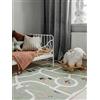 RugVista Road map, Tappeto per bambini, Moderni Bambini, 160 x 230 cm, Rettangolare, Pelo corto, Cameretta, Lavabile in lavatrice, Senza sostanze chimiche pericolose, Verde/Multi