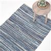 Homescapes, Tappeto intrecciato a mano in pelle e jeans, colore blu, 100% denim., Blu, 120 x 180 cm