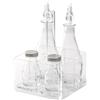 LINEE Recanati MEDITERRANEA Menage - Set Condimenti Porta Olio Aceto Sale Pepe in PMMA e Vetro 17x17x23 cm - Design Decorativo da Tavola - Made in Italy (Trasparente)