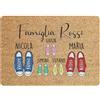 fashwork Tappeto Personalizzato con Nome Famiglia Scarpe 3 figli Zerbino in Poliestere 60x40 cm