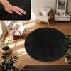 TT Home Tappeto Salotto Pelo Corto Monocolore Design Moderno Lavabile, Colore: Nero, Dimensione:160 cm tondo