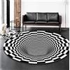 Mrxfn Tappeto Illusione 3D Tappeto Rotondo Nero Bianco Tappeto Area 3D Foro Senza Fondo Area Illusione Ottica Tappeti Rotondi Tappetino in Poliestere Tappeto per Soggiorno Cucina Ufficio Diametro:300 CM