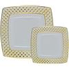 Decor Decorline - Set Piatti Quadrati Plastica Rigida Riutilizzabili da 40 pezzi/per 20 persone - Bianco con Bordo Oro - Piatti dessert & Piatti pranzo (20 x 25 cm, 20 x 20 cm) - Diamond