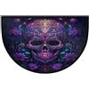 Mexpekil Zerbino a mezza luna con teschio e fiore viola, tappetino antiscivolo per interni ed esterni, lavabile, zerbino a semicerchio, assorbente e semicircolare, tappeto semicircolare per ingresso