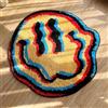 LAKEA Tappeto Trippy Smile con faccina sorridente, realizzato a mano, tappeto tufted con sorriso, regalo per gli amici, per camera da letto, geek, regalo, decorazione per la casa (giallo, 35 x 35 cm)