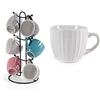 Gicos Set 6 tazze tazzine caffè colazione con stand colori assortiti 90cc SIZ-817861