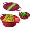 Coolinato - Set di 3 colini silicone pieghevoli 16/20 / 24 cm rosso - Scolapasta da cucina lavabile in lavastoviglie, privo di BPA e resistente al calore - Setaccio salvaspazio richiudibile