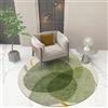 Rug-QJDDUP Tappeto Rotondo Moderno Pelo Corto, green,Round 110 cm,Design moderno con motivo geometrico verde scuro, verde salvia, verde chiaro giallo, Salotto Camera da letto