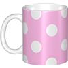 RFSHOP Tazza da caffè in ceramica a pois rosa con manico, per caffè, tè e cioccolata calda, graziose tazze per casa e ufficio, 330 ml