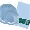 NonSoloFimo Set Compleanno Carta da Zucchero 15 Persone, Piatti Biodegradabili 24 cm e 18 cm, Bicchieri 250 cc, Tovaglia 137x274 cm, Carta da Zucchero