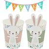 Kouamor - Bicchieri di carta per feste pasquali con coperchi, coniglietti pasquali, bicchieri di carta per la festa di Pasqua felice, decorazioni pasquali per la tavola, per bambini e adulti, per