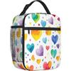Mexpekil Borsa termica per il pranzo per bambini, ragazzi e ragazze, con cuori colorati arcobaleno, riutilizzabile, termica, a tenuta stagna, per scuola, lavoro, ufficio, campeggio