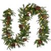Joygoodta Ghirlanda di Natale con luci 71 pollici Ghirlanda di bacche verdi di pigne artificiali Appese decorazioni natalizie realistiche per la porta del camino, la casa, festa per il mantello