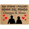 Colorfamily Tappeto Zerbino personalizzato con nome Nonni Qui vivono i migliori del mondo Ingresso Casa 60x40 cm