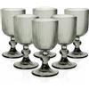MECSAL CASALINGHI Set 6 Calici in Vetro Rigato 250 ml - Calici Colorati per Acqua, Cocktail e Aperitivo, Design Elegante, Resistenti e Lavabili in Lavastoviglie (Grigio)