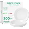 ecodrinks - 200 Piatti Fondi Bianchi da Ø21cm - RIUTILIZZABILI - Base Antiscivolo, Robusti e Lavabili - Ideali per Sagre, Feste, Eventi - Scelta Ecologica e Sostenibile