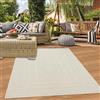 Teppich-Traum Tappeto per interni e per esterni soggiorno terrazzo balcone giardino motivo linea in forma rettangolare juta look crema, 160 x 230 cm