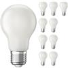 ledscom.de 10x lampadine LED E27, A60, classe di efficienza energetica A, bianco caldo (2700 K), 4 W, 935lm, smerigliate