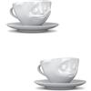 FIFTYEIGHT PRODUCTS Fiftyeight - set di 2 tazze da caffè emozionali ('baci' + 'felice'), con manico, 200 ml