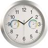 EpheyFIF Orologio da parete silenzioso da 39 cm, con termometro e igrometro, design in plastica senza ticchettio, per uso interno/semi-esterno, ampio display numerico per una facile lettura, decorazione