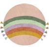 RugVista Rainbow, Tappeto per bambini, Moderni Bambini, Ø 100 cm, Rotonda, Pelo corto, Cameretta, Lavabile in lavatrice, Senza sostanze chimiche pericolose, Rosa/Multi