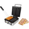 DOMO Piastra per wafel 2 in 1, per cialde di forma quadrata extra spesse (2,6 cm) e croccanti, inclusa spatola