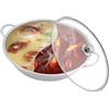 LoyaltyClivia Shabu Shabu Shabu - Pentola calda in acciaio inox con divisore, con coperchio in vetro, per fornelli a induzione e zuppa (34 cm)