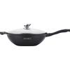 Royalty Line Alta qualità grande 32 cm liscia rivestita in marmo + rivestimento antiaderente wok con coperchio in vetro